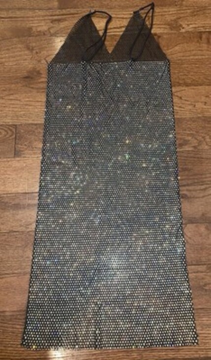 Boutique Rhinestone Slip Dress Heavy Crystal Sparkle Party Miami One Size - Picture 5 of 6